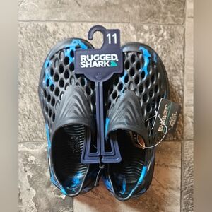 Rugged Shark Kids Black & Blue Slip-On Water Shoes - Size 11 NWT